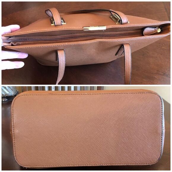 ALDO - EUC Brown Faux Leather Zippered-Top Shoulder Tote. Tailored & Structured - Picture 8 of 14